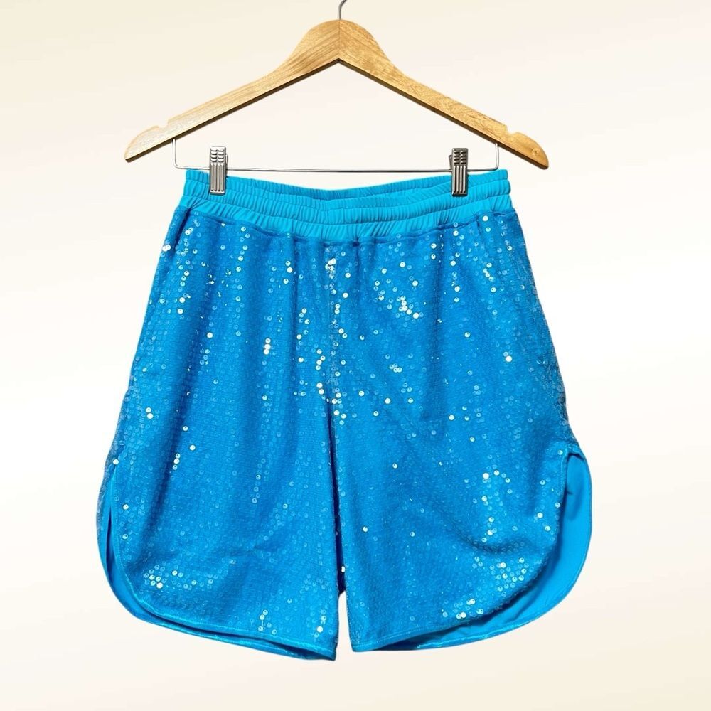 Nichole Lynel Women's Sequin Dolphin Shorts Size Small Glam Rave Futuristic